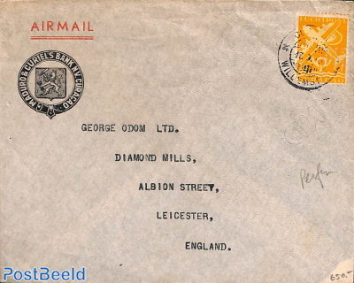Airmail letter, perfin