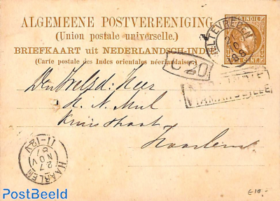 Postcard 7.5c from WELTEVREDEN via MARSEILLE to Haarlem