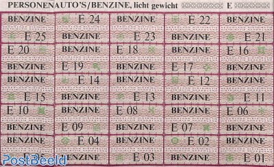 Sheet 'Benzine distributiebonnen'from Oil Crisis 1974