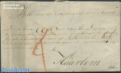 Folding letter from Delftshaven to Haarlem