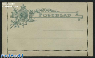 Card letter (Postblad) 3c greem (118x70mm)