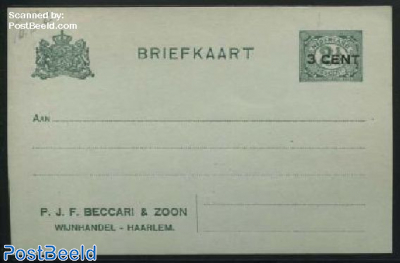 Postcard with private text, Beccari Wijnhandel Haarlem