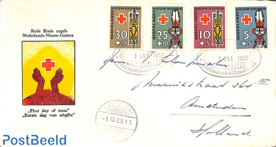 Red cross 4v FDC with written address