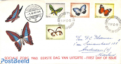 Butterflies 4v, FDC with address
