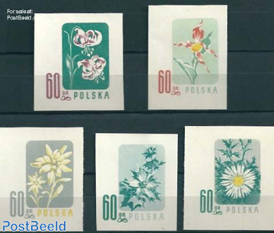 Flowers 5 imperforated proofs (WZOR on reverse side)
