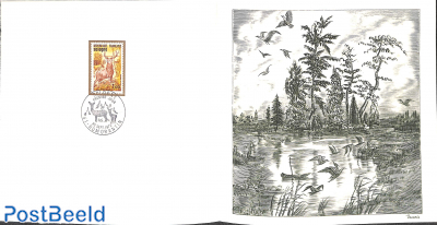 Sologne, Special FDC leaf on handmade paper with Decaris gravure, limited ed.
