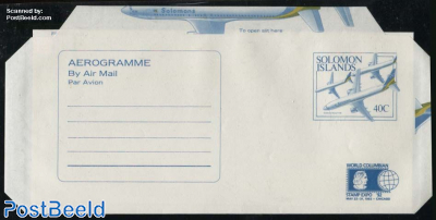Aerogramme 40c, World Columbian stamp expo