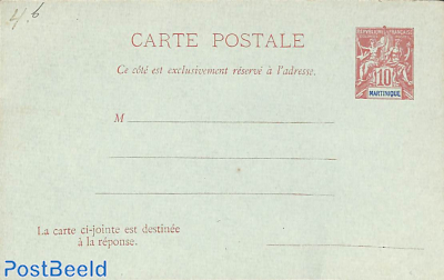 Reply paid postcard 10/10c, without number