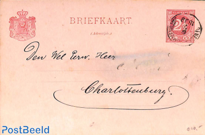 Postcard 2.5c, from Beneden Commewijne to Charlottenburg