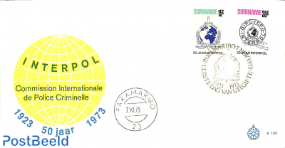 Interpol 2v, FDC without address