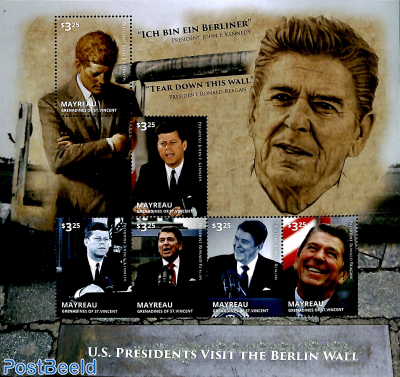 Mayreau, US presidents visit the Berlin Wall 6v m/s