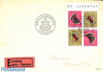 Pro Juventute combination block [+] on FDC