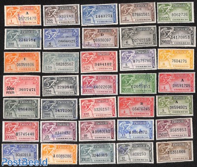 Lot with 35 fiscal stamps Uruguay