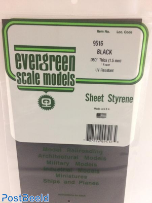 Evergreen Smooth Plate 152x292mm - Black 1.5mm thick - 1 Sheet