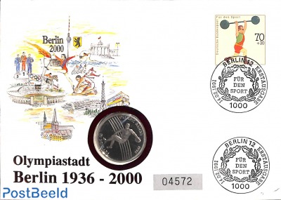 Cover with olympic stamps+coin