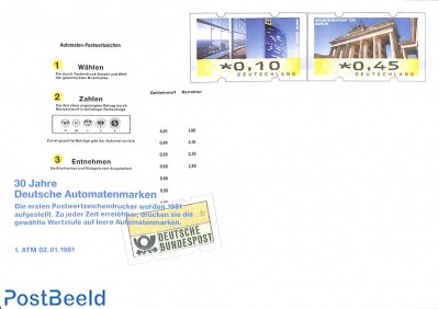 Envelope, 30 years automat stamps