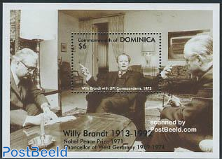 Dominica Set & S/S 80th Cumpleaños Willy Brandt 1993 estampillada sin montar o nunca montada-15 50 Euro 