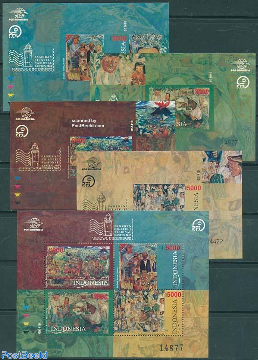 Indonesia 5 BLOCCO FRANCOBOLLI ESPOSIZIONE Panfila 2005 Banten **/MNH 